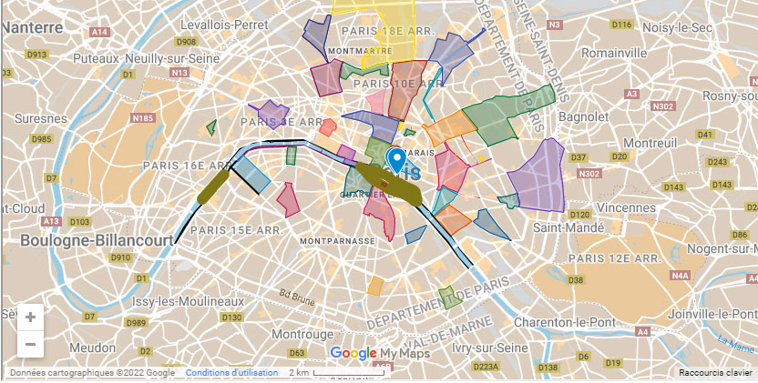 Carte des restrictions de vente et de consommation d'alcool à Paris - 2022